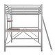 preview thumbnail 10 of 9, Full Size Loft Bed with Desk and Shelf, Sturdy Metal Frame, Silver