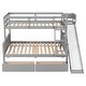 preview thumbnail 6 of 7, Grey Twin over Full Pine Wood Bunk Bed with 2 Drawers, Slide, Shelves, Convertible to Two Beds