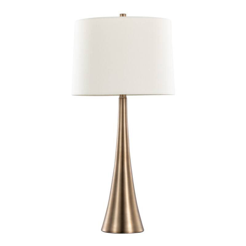 29" Contemporary Metal Table Lamp in Matte Golden Bronze with White Linen Shade from Grandview Gallery, Set of 2