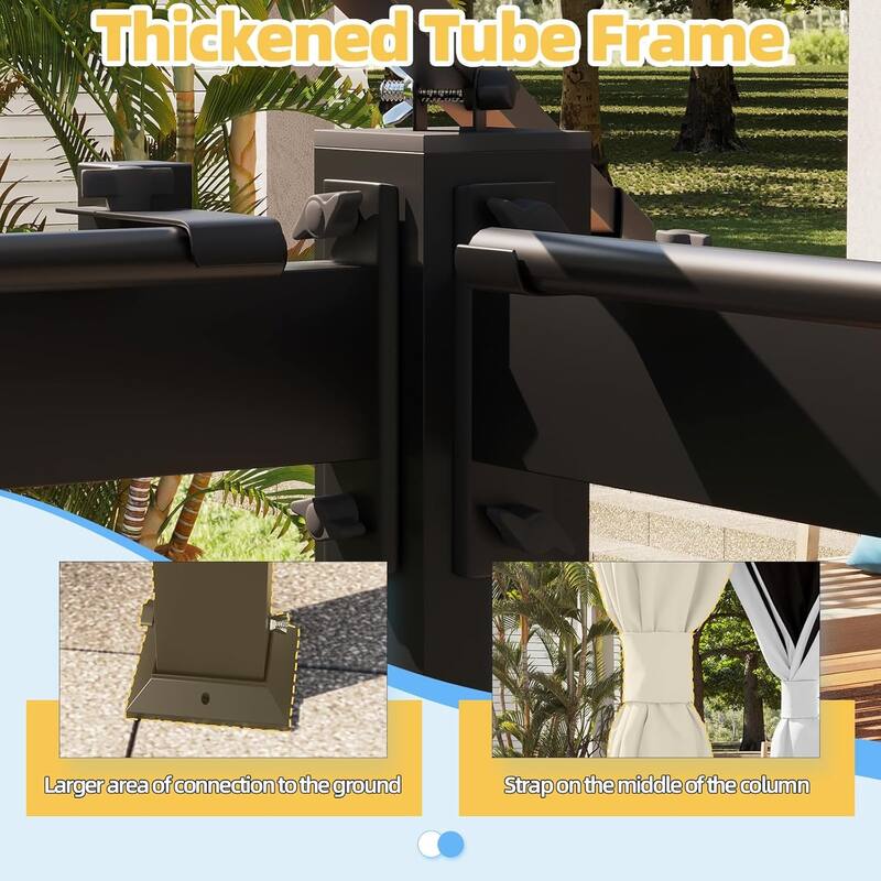EROMMY Outdoor Gazebo with Double Roof, Heavy Duty Patio Canopy Tent with Netting and Curtains.