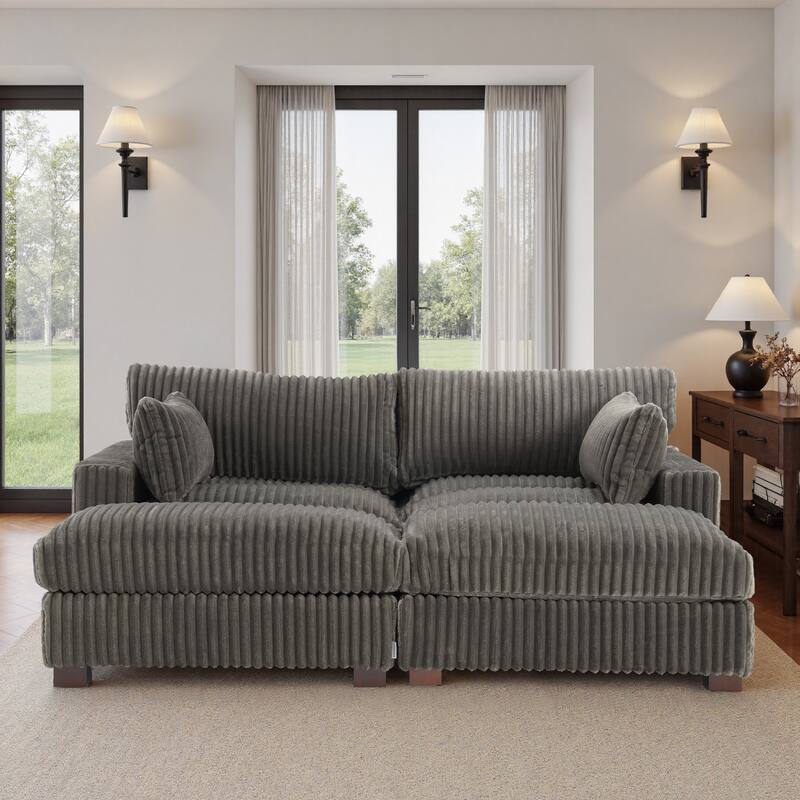 Plush Cloud Couch Modular Sectional Sofa with Ottoman