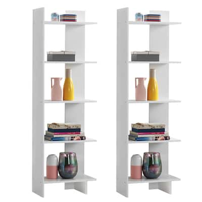 Costway Set of 2 Bookcase Storage 5-Tier Open Shelf Display Room - 2 PCS