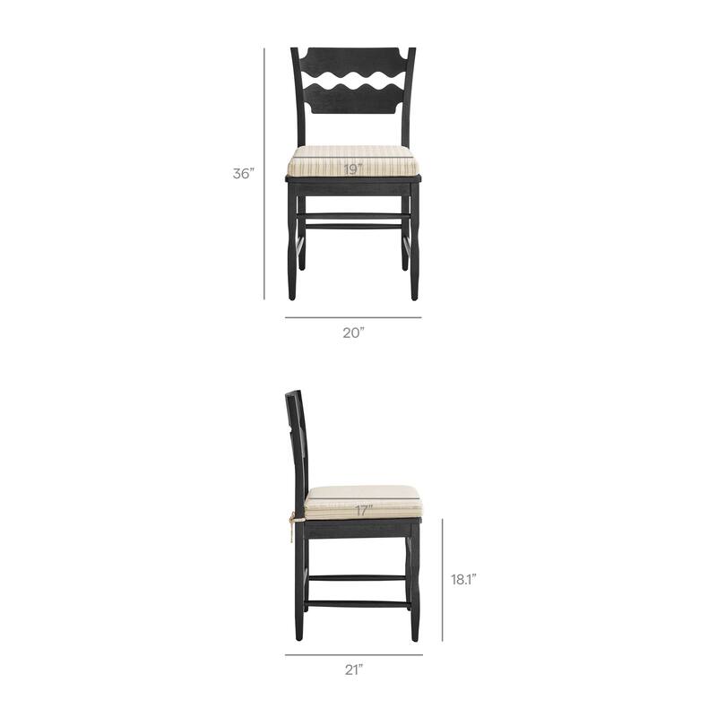 Jax Oak Wood Dining Chair With Wavy Razor Back and Cushion