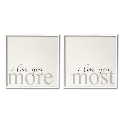 Stupell I Love You More Most Romantic Sentiment Typography 2 Piece Framed Wall Art, Design by Daphne Polselli