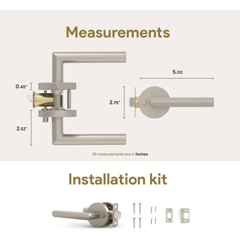 Mega Handles RONN Privacy Flat Lever for Hallway, Closet, and Bathroom I Reversible Keyless Door Lock