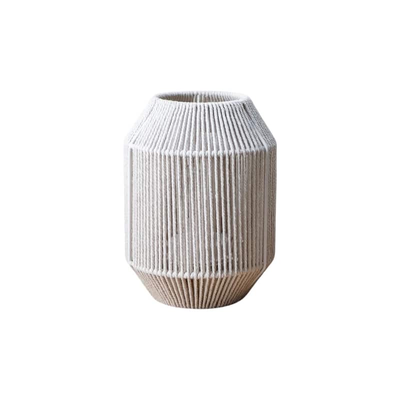 HomeRoots 7" Beige Battery Operated Geometric Desk Lamp With Novelty Shade - 6.50 in. x 6.50 in. x 8.50 in.