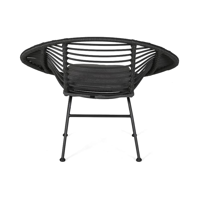 2 Piece Modern Woven Accent Chairs Set with Cushions, Steel Frame