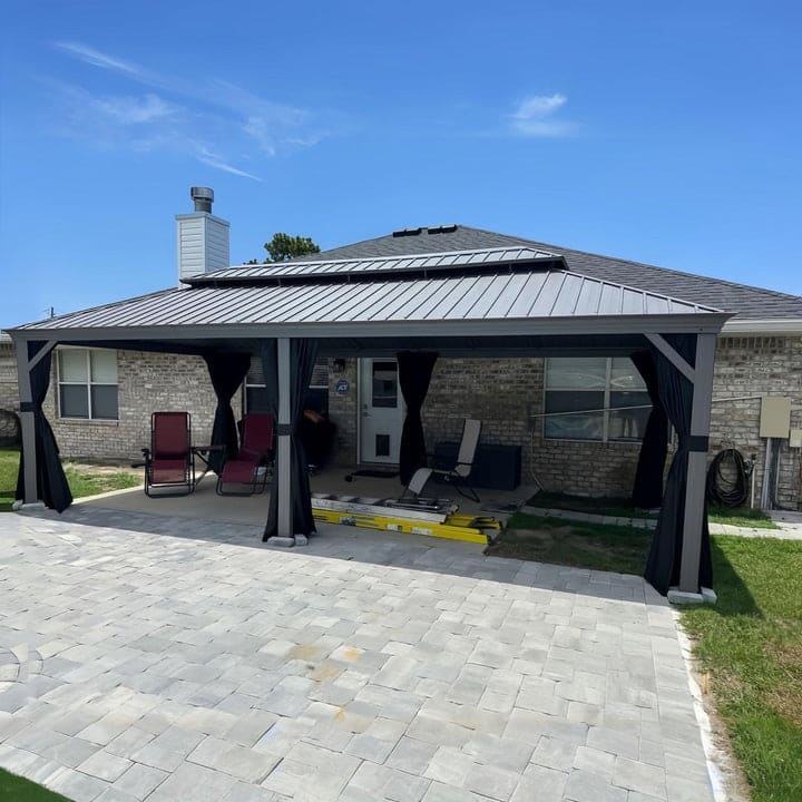 PURPLE LEAF Patio Gazebo for Light Grey Backyard Hardtop Galvanized Steel Frame with Upgrade Curtain