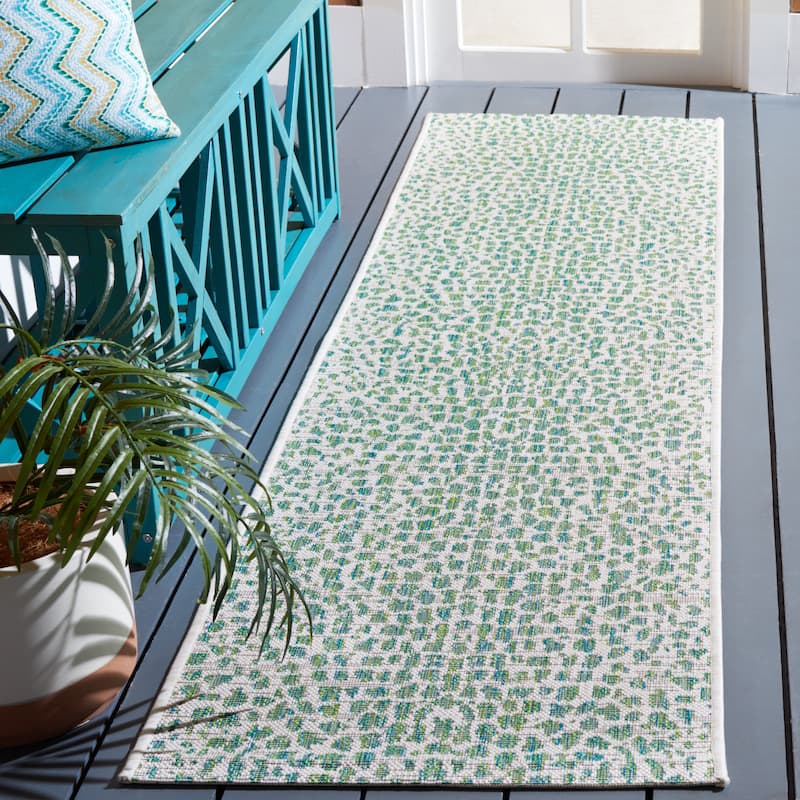 SAFAVIEH Courtyard Ruta Indoor/ Outdoor Waterproof Patio Backyard Rug - 2'3" x 6'7" Runner - Ivory/Green