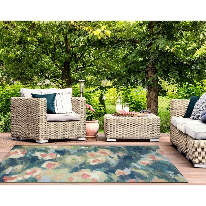 Liora Manne Marina Watercolor Pond Indoor/Outdoor Area Rug - 3'3" x 4'11" - Multi
