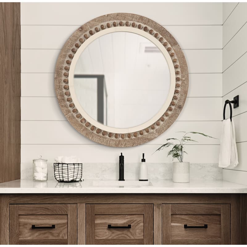 Kate and Laurel Maddigan Wood Framed Wall Mirror - 28" Diameter