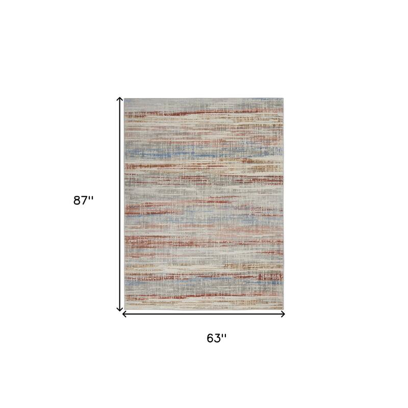 Power Loomed Abstract Modern Non Skid Low Pile Area Rug - 87' X '63' X '0.25