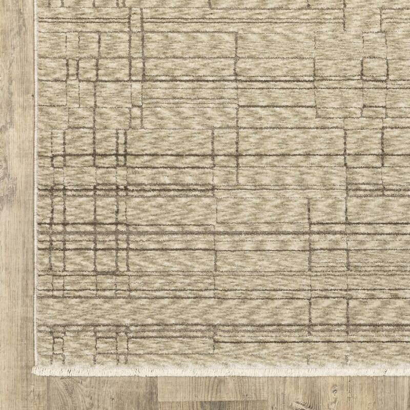 Style Haven Caiden Industrial Distressed Lines Beige/ Brown Area Rug