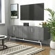 preview thumbnail 1 of 13, Adela Modern 60-inch Metal Base 4-Door Cabinet TV Stand Distressed Grey