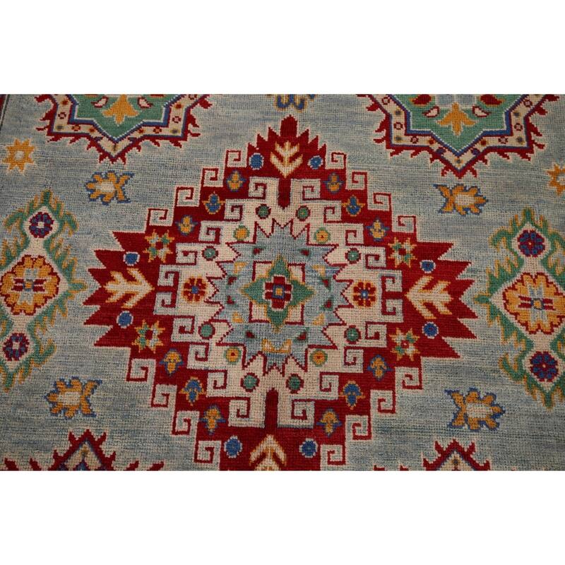 Geometric Kazak Rug Hand-Knotted Wool Carpet - 5'8" x 9'5"