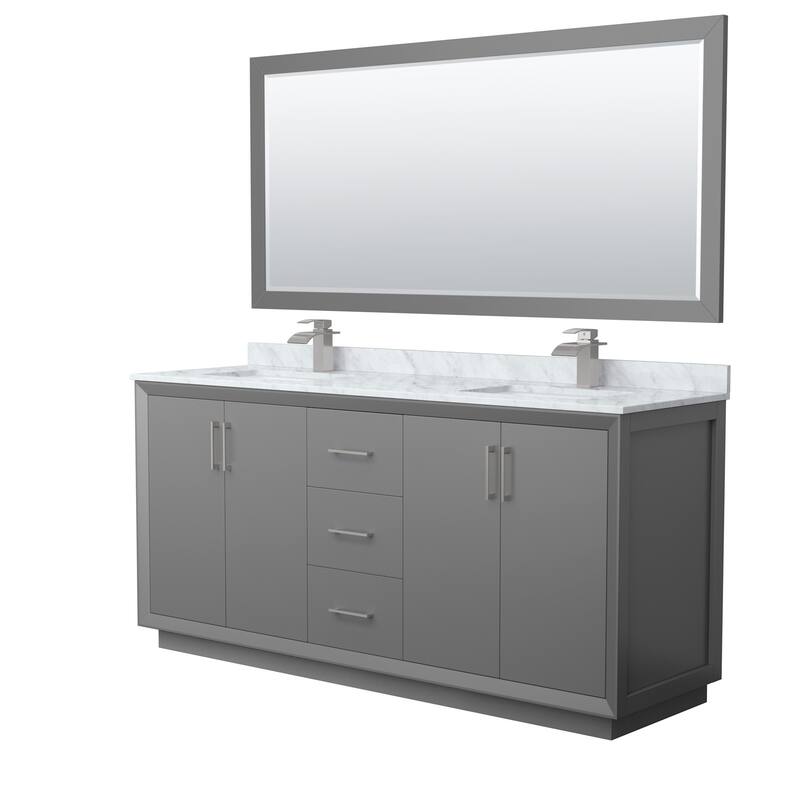 Wyndham Collection WCF414172D-NAT-UNSM70 Strada 72" Free Standing - Dark Gray / Brushed Nickel Hardware