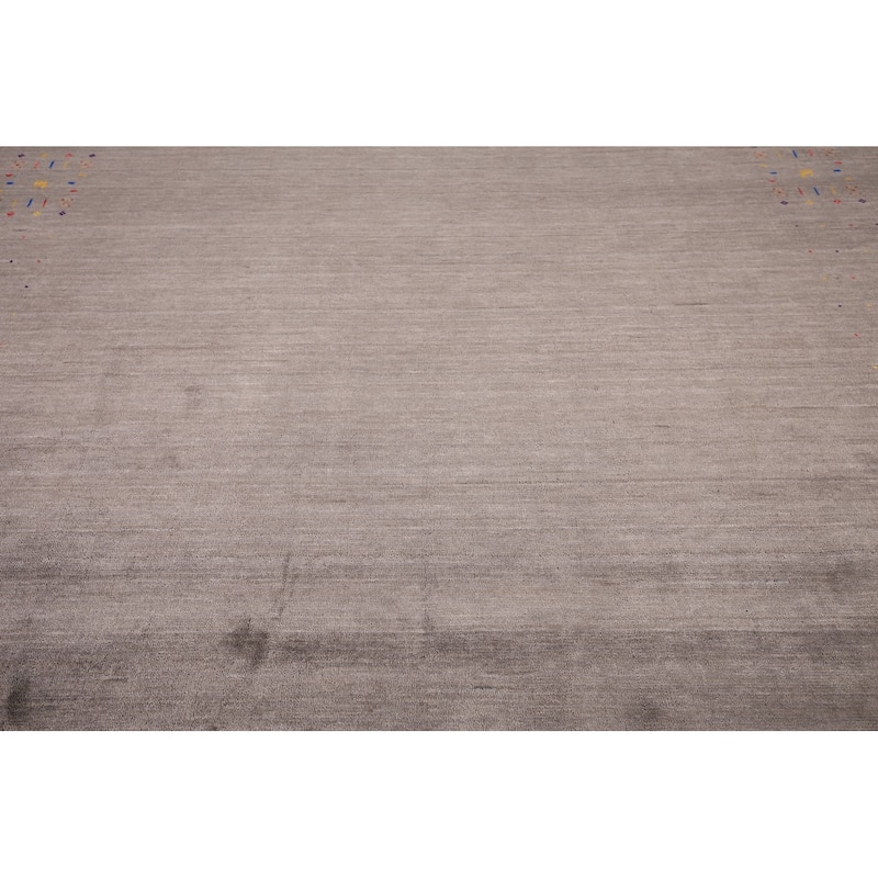Earth Tone Tribal Gabbeh Indian Area Rug Silk Carpet - 8'0" X 9'10"