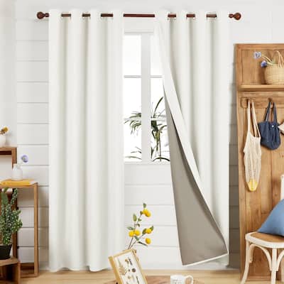 Deconovo Faux Linen Total Blackout Grommet Curtain (2 Panels)