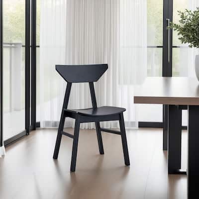 Frey 4pc Dining Side Chair Set, Low Curved Back, Scandinavian Black
