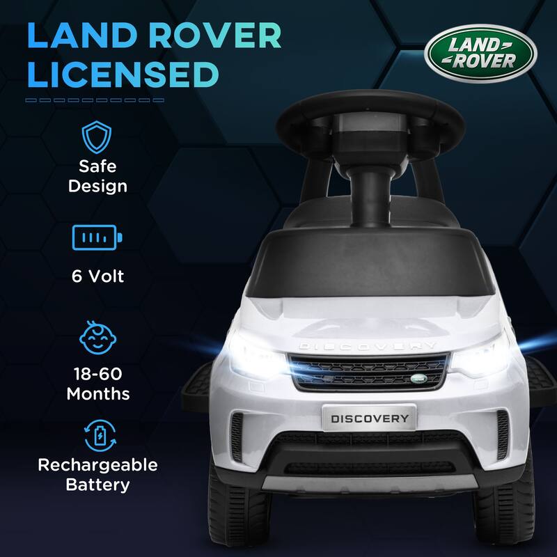 Land Rover Licensed 6V Battery Powered Ride-On Car for Toddlers with Electric and Manual Modes, Music, Horn and Headlights