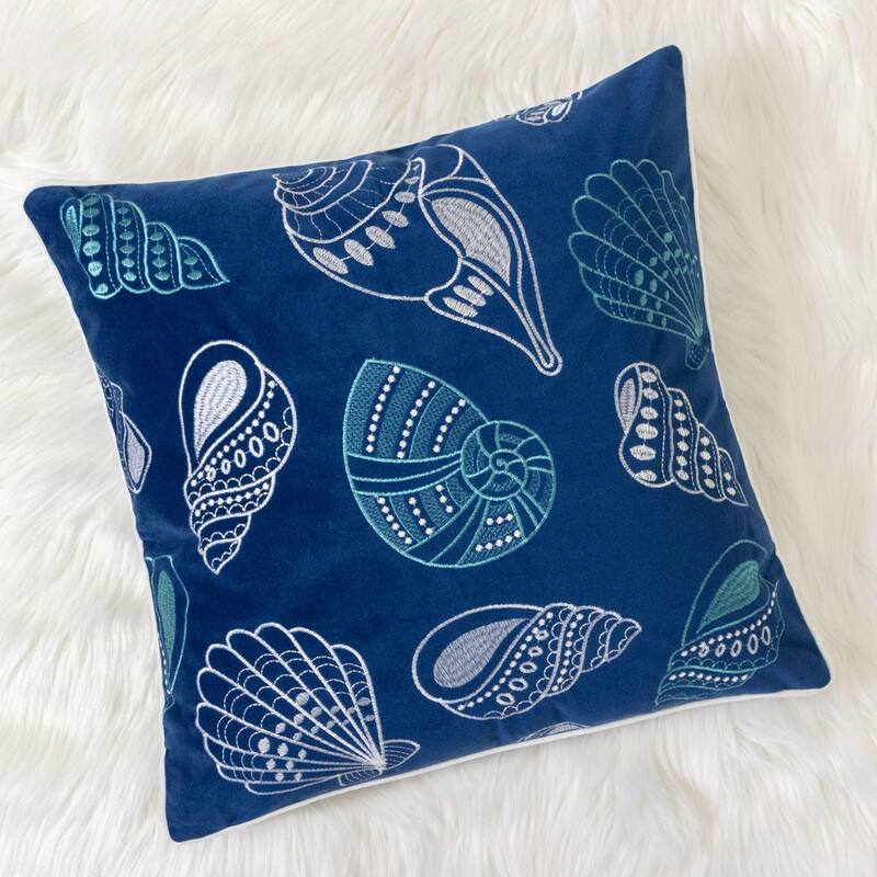 Blue and Spa Seashells Pillow