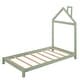 preview thumbnail 55 of 70, Wooden Platform Bed with Wood Slat Support, Modern Solid Wood Kids Bed Frame with House-shaped Headboard, No Box Spring Needed Green - Twin