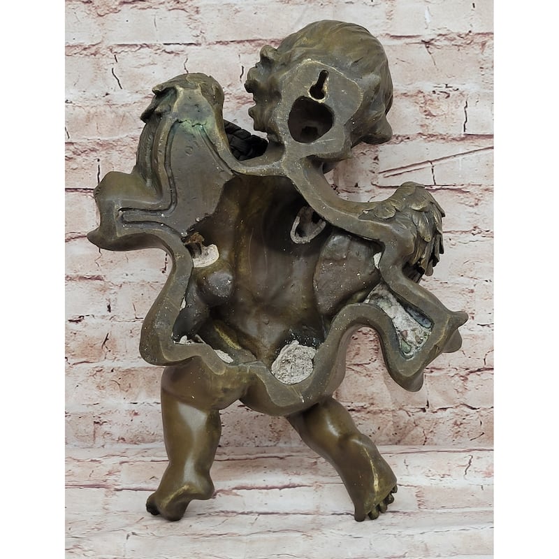 Hand Made A.Moreau Baby Girl Angel Putti Wall Mount Bronze Sculpture