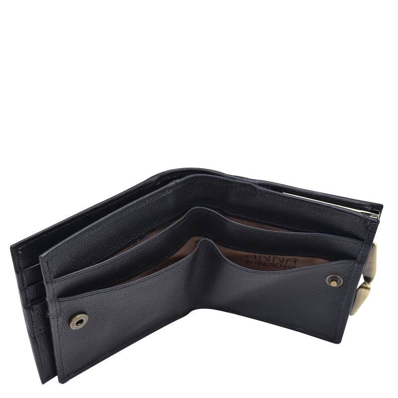 Handpainted Leather Ladies Two fold wallet - Butterfly Mosaic Black