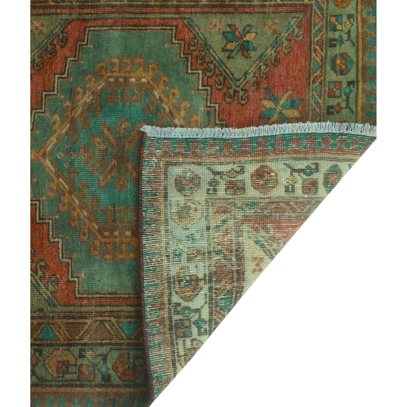 Fine Vintage Distressed Alvina Rust/Brown Runner - 3'4" x 10'9"