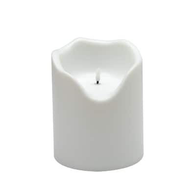 Small LED Lighted Melted Flameless Pillar Candle - 7.75" - White