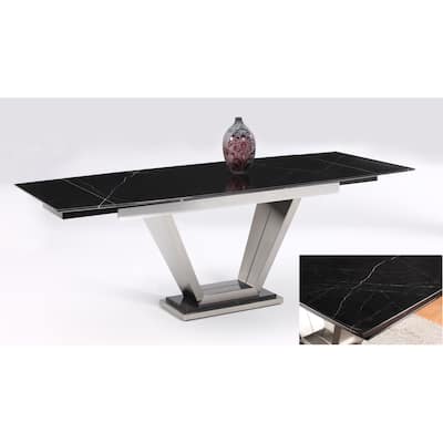 Somette Josey Solid Marble Pedestal Dining Table