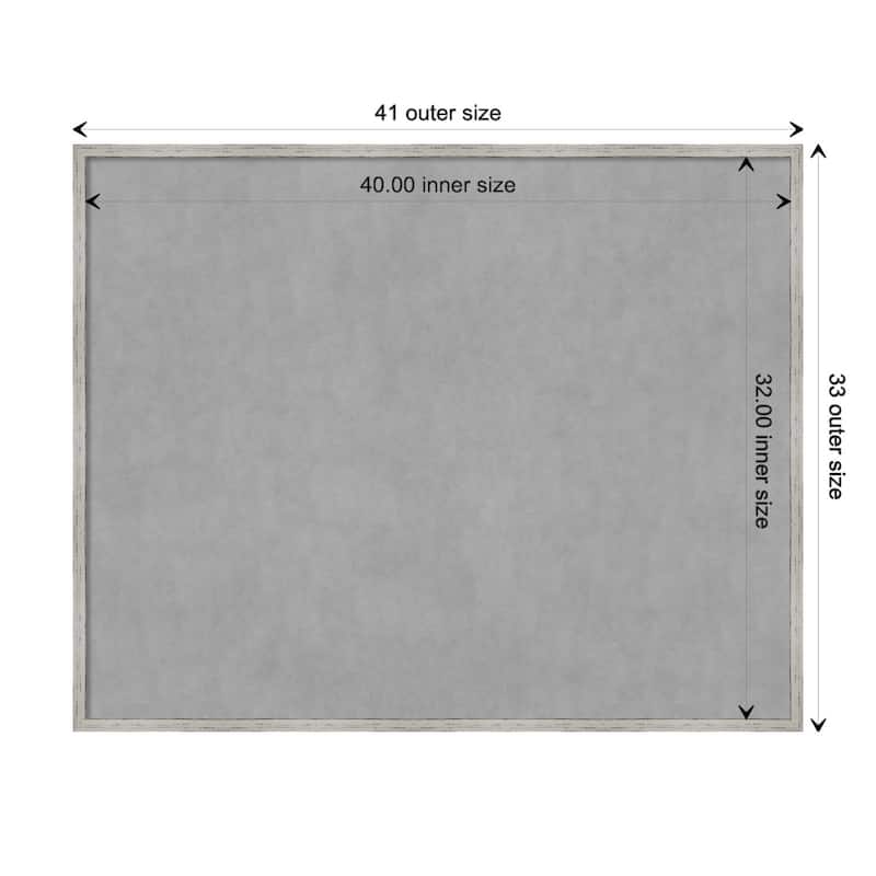 Amanti Art Shiplap White Narrow Framed Magnetic Board - Board Size 40x32