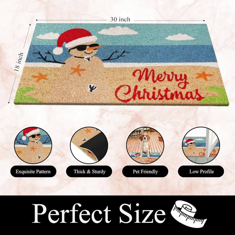 A1HC Natural Coco Coir Door Mat with Heavy Duty Non-Slip PVC Backing - 18" x 30" - Easy to Clean