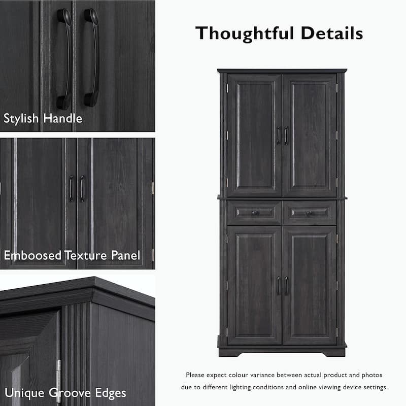 71" Tall Kitchen Pantry Cabinet with 3 Pull-Out Cabinet Organizers