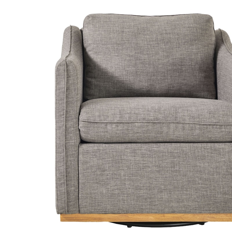 Walker Edison Modern Farmhouse Upholstered Linen Swivel Armchair