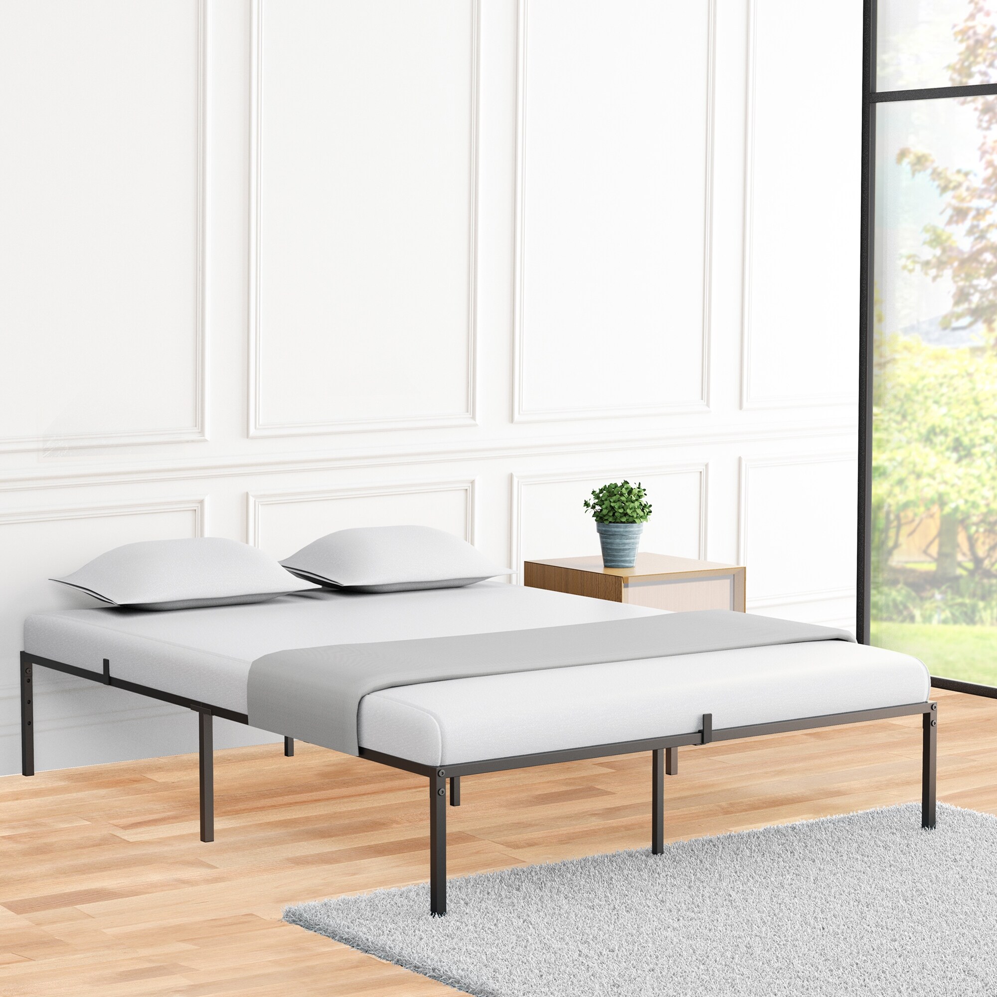 Metal Platform Bed Frame with Sturdy Steel Bed Slats Mattress Foundation No Box Spring Needed Large Storage Space On Sale Bed Bath Beyond 36362015