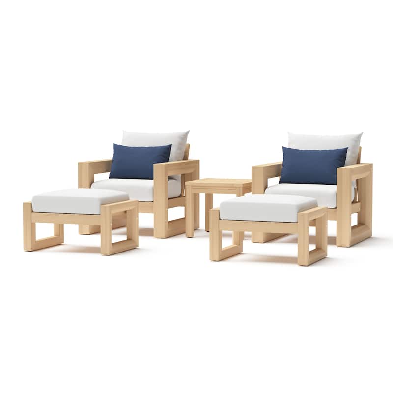 Benson 5 Piece Sunbrella Outdoor Patio Club Chair And Ottoman Set - Bliss Ink