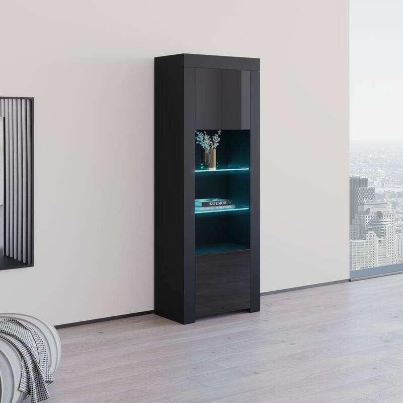 Milano Matte LED Bookcase w/ High-gloss Front