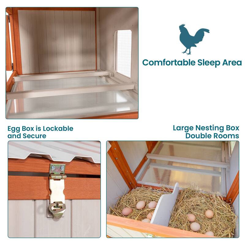 Weatherproof outdoor chicken coop with waterproof PVC roof