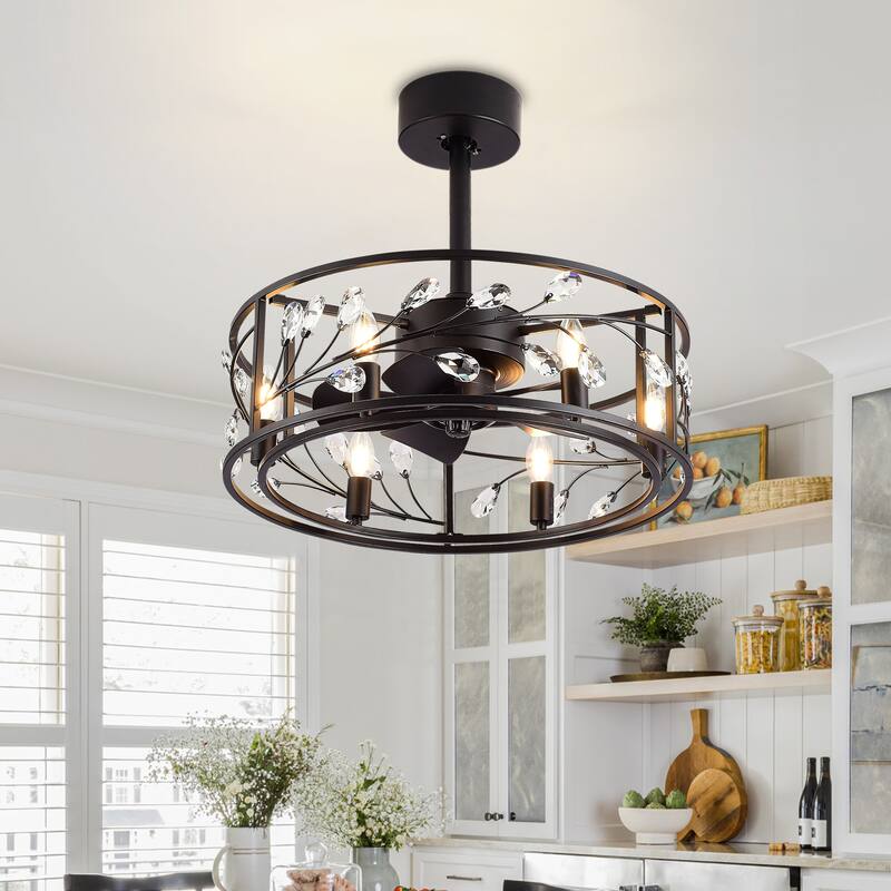 20-Inch Crystal Ceiling Fans with Light and Remote Included