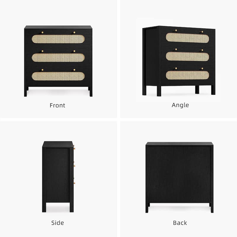 Moasis 4-6-Drawer Dresser Chest Drawer Storage Cabinet Rattan Wood Closet