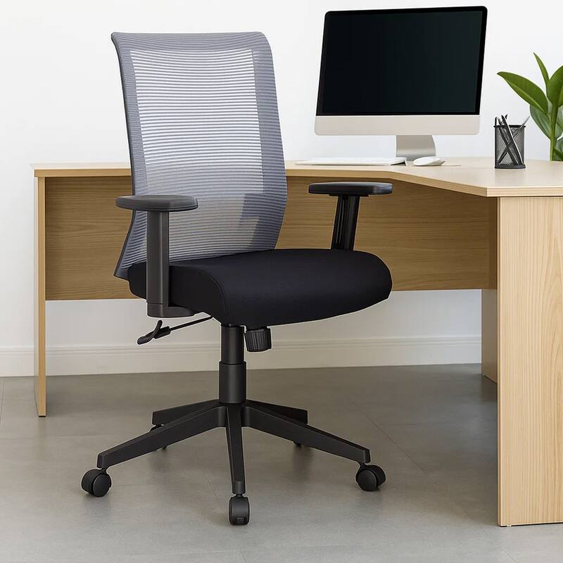 Zara Rolling Task Chair, Grey Black Mesh, Synchro-Tilt and Gas Lift
