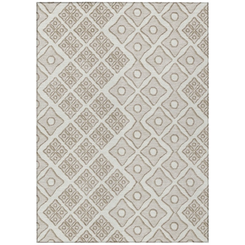 Machine Washable Indoor/ Outdoor Chantille Diamond Geo Rug