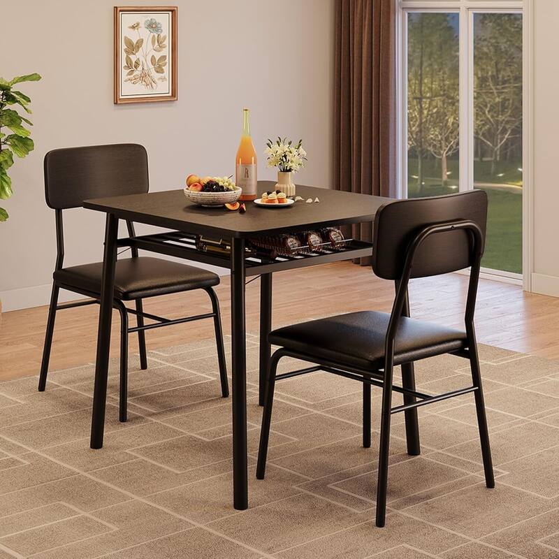 Kitchen Dining Table for 2 with Storage Rack Set for Small Space, Apartment