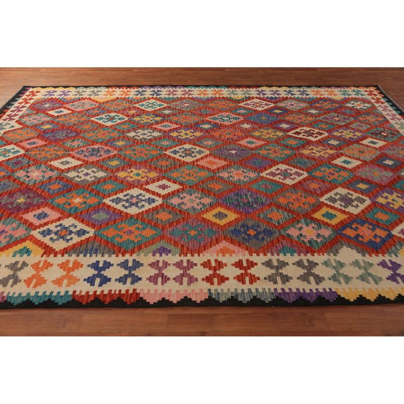 South Western Style Kilim Oriental Area Rug Handmade Wool Carpet - 8'5"x 11'2"