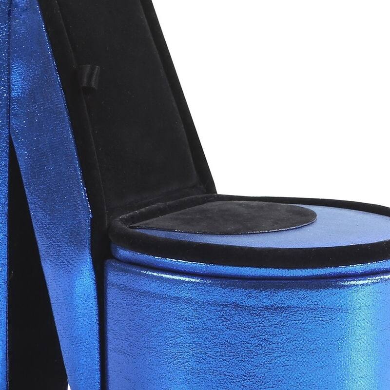 9" Blue And Black Glitter Velvet High Heel Jewelry Box