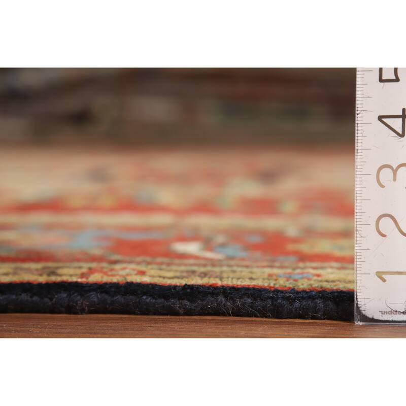 Hand Knotted Oriental 100% Wool Carpet Traditional Floral Red Heriz (serapi) Area Rug - 10' 1'' X 7' 11''