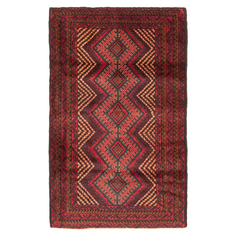 Teimani Red Rug 2'9" x 4'6" - 2'9 x 4'6 - Red - 2'9 x 4'6