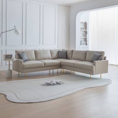 L-shaped Symmetrical Corner Sectional Sofa Modern 6 Seater Comfortable Upholstered Technical Leather Sofa Couch with Pillows