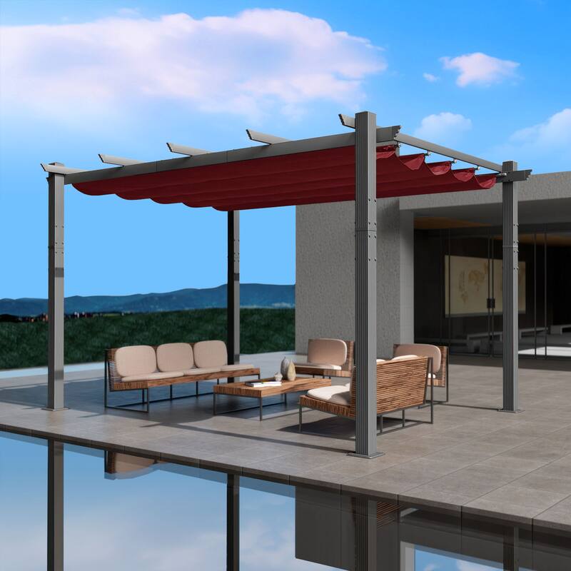 Kozyard Atlantics Outdoor 10'x13' Extra Large BBQ Grill Pergola with Sun Shade Gazebo Canopy